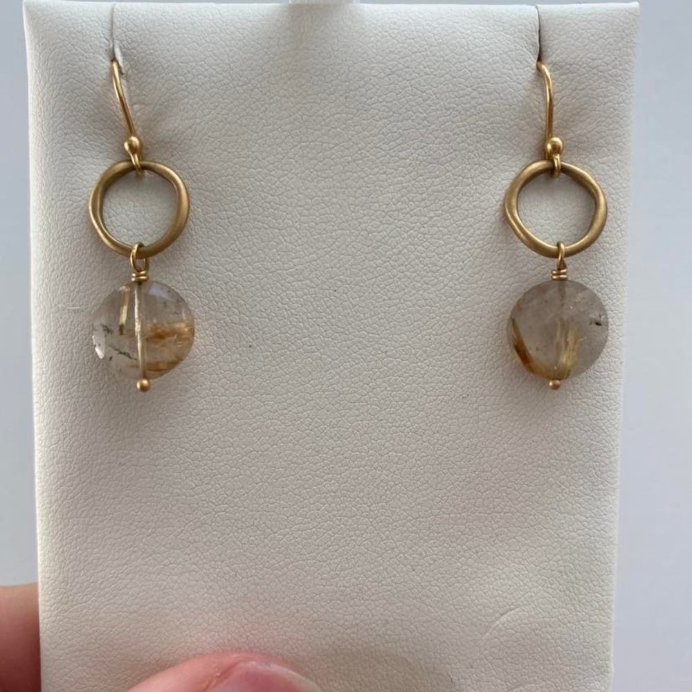 Anne Sportun 14k Yellow Gold and Quartz Earrings - Picture 3 of 4